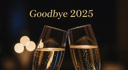 Two champagne glasses toasting goodbye to the year twenty twenty five