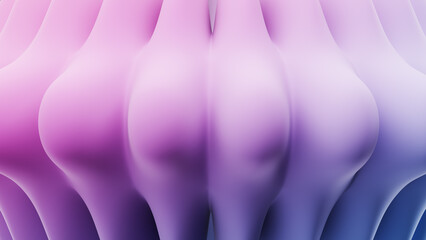 3d rendering of abstract shapes with smooth curves and a gradient of pink and blue colors