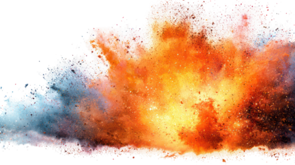 Colorful fire explosion with glowing highlights high resolution on transparent background