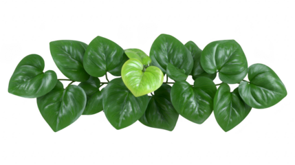 Green leaf heart shape tropical plant foliage nature isolated botany lush vibrant fresh decorative Lush green heart shaped tropical leaves arranged row isolated transparency background vibrant