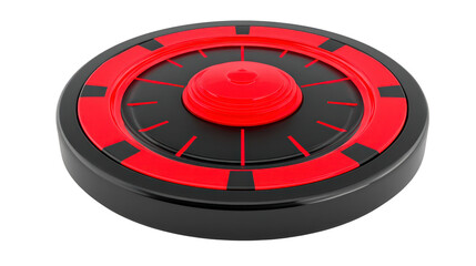Black and red casino roulette wheel, isolated on transparency background, showing modern design with bold colors and glossy finish, evoking excitement and anticipation for gambling games