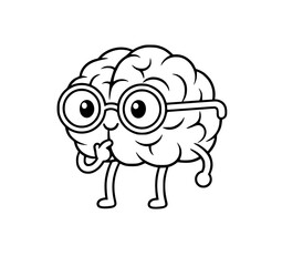 Cartoon Brain Mascot with Glasses and Legs. Cute Vector Character for Education, Psychology, Learning Apps, Scientific Research, or Smart Idea Branding Generative AI