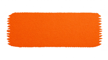 Orange fabric swatch with zigzag edges, textured surface, rectangular shape, isolated on transparent background, suitable for textile design, fashion, or upholstery projects