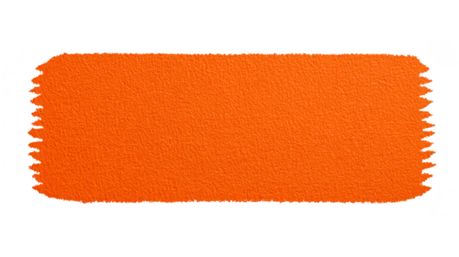 Orange fabric swatch with zigzag edges, textured surface, rectangular shape, isolated on transparent background, suitable for textile design, fashion, or upholstery projects - Powered by Adobe