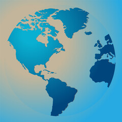 World globes maps  Europe, Asia, North and South America, Oceania, Africa globe maps. Earth globe icons isolated on blue background. Vector illustration.