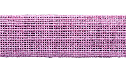 Pink burlap fabric texture, closeup of woven textile material with rough surface, ideal for craft, decoration, or background use, isolated on white with visible fibers