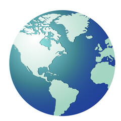World globes maps  Europe, Asia, North and South America, Oceania, Africa globe maps. Earth globe icons isolated on blue background. Vector illustration.