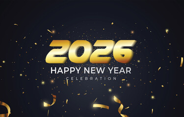 happy new year 2026 celebration template banner with shiny sparkle