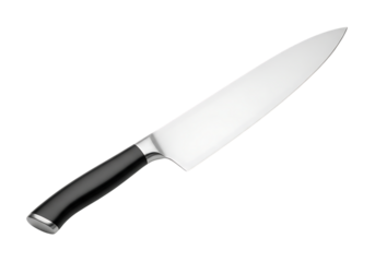 Modern chef's knife with black handle