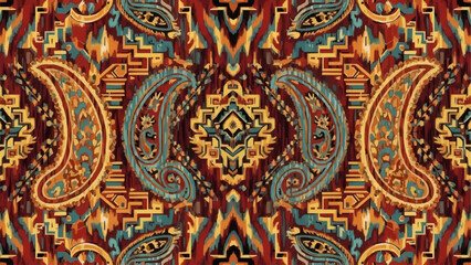 Intricate Paisley Pattern with Geometric Accents.