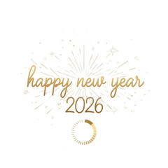 Happy New Year 2026 line design loading sparkle firework vector