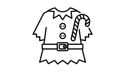 Christmas Elf Costume Outline Illustration