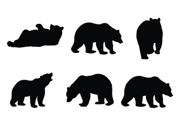 Fototapeta premium Set of Wild Bear Silhouettes in Diverse Poses