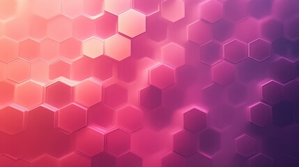 Hexagon pattern creates an abstract mosaic grid with a vibrant gradient spectrum, transitioning colors from warm orange and pink to cool purple, forming a modern technological backdrop