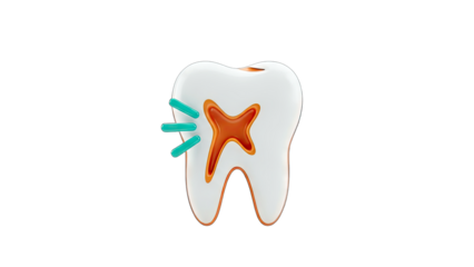 Toothache Illustration: Painful Tooth with Caries on White Background
