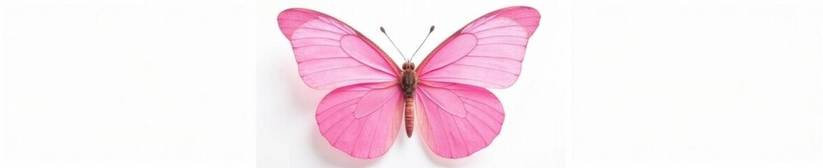 Delicate pink butterfly wings spread wide on pure white ,  wings,  image