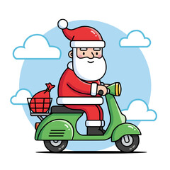 Santa with Gift Bag on Scooter