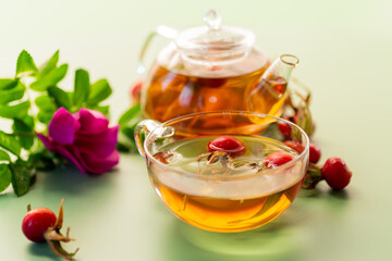 hot rosehip tea in a cup