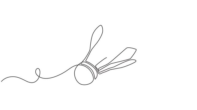 Goose Feather Badminton Shuttlecocks isolated on white background with clipping path continuous one line drawing animation, realistic badminton shuttlecock. shuttlecock badminton sport. badminton ball
