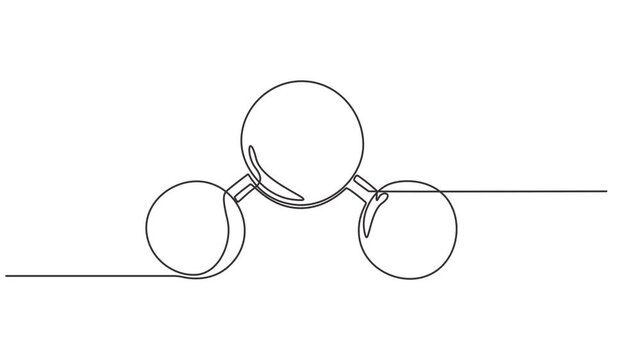 Carbon dioxide molecular model vector illustration continuous one line drawing animation, Molecule of Carbon dioxide. Molecular formula: CO2. Chemical model: Ball and Stick. Isolated Transparent