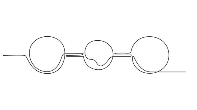 Carbon dioxide molecular model vector illustration continuous one line drawing animation, Molecule of Carbon dioxide. Molecular formula: CO2. Chemical model: Ball and Stick. Isolated Transparent