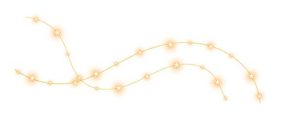 Transparent PNG. Golden festoon lights in glowing style for winter celebration