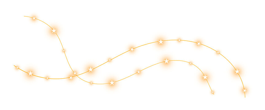 Transparent PNG. Golden festoon lights in glowing style for winter celebration