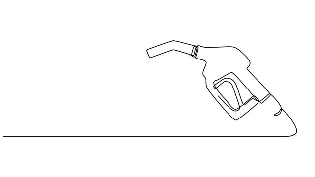 Gasoline pistol isolated on white background. One line continuous gasoline pistol art. Line art, outline, vector illustration animation, Gasoline pistol isolated on white background. One line