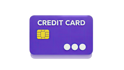 Purple Credit Card Isolated on White Background