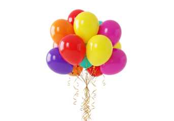 Colorful balloon bouquet with curling ribbon