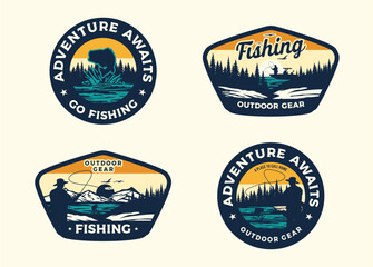 RETRO VINTAGE FISHING OUTDOOR ADVENTURE LOGO BADGE PATCH FOR HAT, T-SHIRT, STICKER