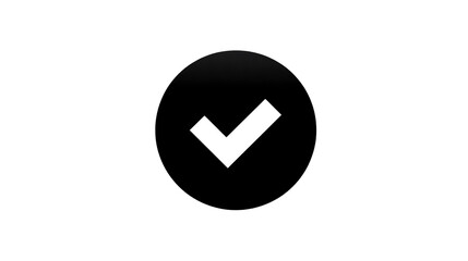 Black check mark icon in circle simple flat design isolated on transparent background symbolizing approval confirmation or completed task suitable for web app or user interface