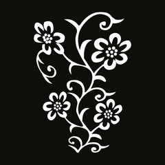 Black and white abstract floral background with elegant flower and leaf ornament design suitable for vintage cards and wallpaper