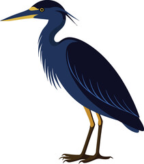 Obraz premium A graceful dark blue heron standing tall with its sleek form an elegant wetland bird in vector art