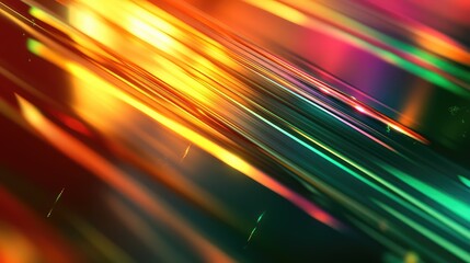Flowing neon light lines in vivid orange, red, green and blue form a dynamic, blurred bokeh background with vibrant gradients, motion streaks and modern digital energy