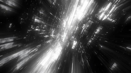 Abstract digital data streams forming an immersive network tunnel, representing complex information flow and connectivity in a futuristic technological environment