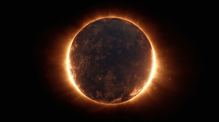 Obraz premium An image of solar eclipse with an orange glow radiating around it, creating a captivating cosmic spectacle. The image is on black background