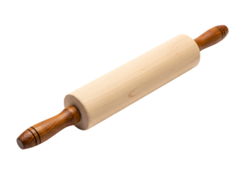 Wooden rolling pin on white background