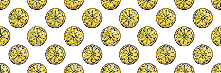 Seamless lemon slice pattern for summer citrus design