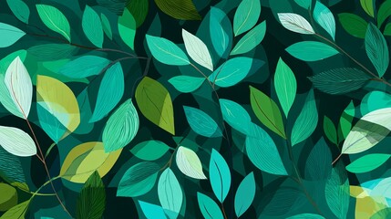Emerald Canopy Vibrant leaf pattern in shades of green for creative design.