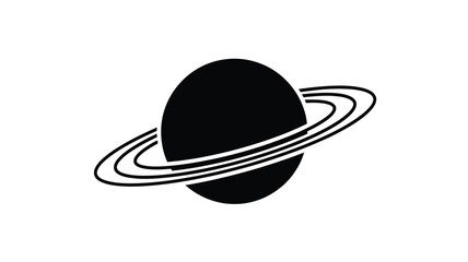 A simple depiction of saturn and its rings in black silhouette