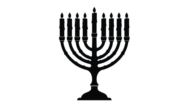 Elegant depiction of a nine branched candelabrum a jewish menorah silhouette