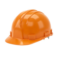 Fototapeta premium Bright orange construction hard hat safety helmet for industrial work and protection isolated on transparent background