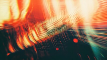 Abstract digital waves creating a dynamic background, showing bright red and orange light streams with flowing lines and energetic patterns over a dark field