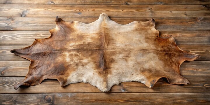 Rustic Brown Hide on Weathered Wooden Planks A Textured Background Image