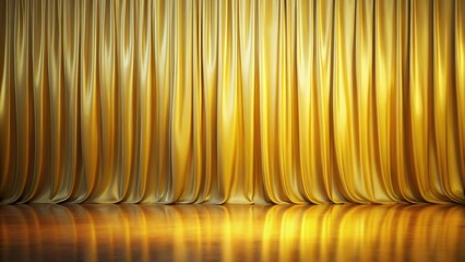 Luxurious Golden Drapery with Gleaming Stage Floor A Perfect Backdrop for Elegant Presentations or Special Events