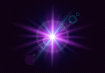 Vibrant White Pink Purple Light Burst with Lens Flares