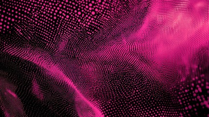 Abstract digital wave pattern creating a modern technology background, showing data stream communication and futuristic network connections with vibrant pink particles