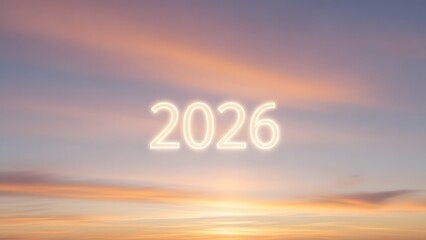 Warm sunset gradient 2026 minimal typography peaceful new year background design