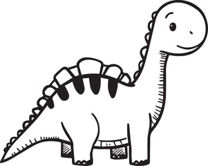 Dino sketch: An endearing illustration of a friendly dinosaur, its cheerful expression bringing a sense of warmth and playfulness. The clean lines and minimalist design evoke a sense of innocence.